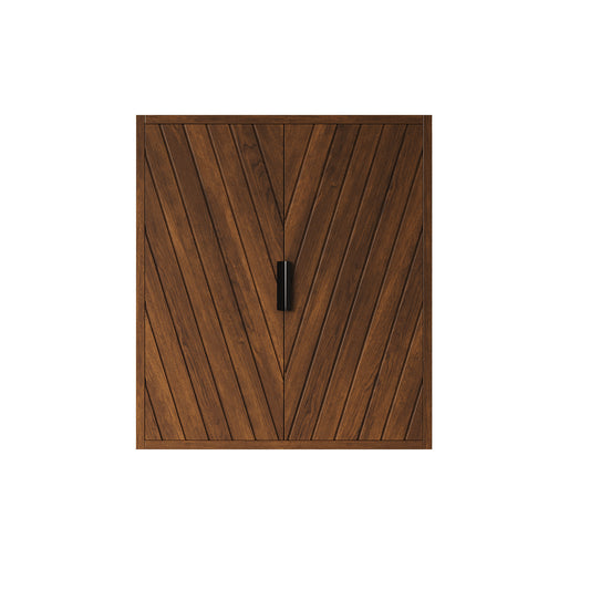 DANI 26' Wall-Mounted Striped Bathroom Cabinet with Doors and Shelf, Metal Handles, Storage Cabinet Over The Toilet, Medicine Cabinet for Bathroom, Kitchen, Laundry Room, Dark Walnut Woodgrain Color