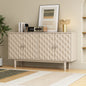 TREXM Modern 4-door Sideboard with Convex Pattern Doors and 2 Silver Handle for Living Room, Dining Room, Kitchen (Almond)
