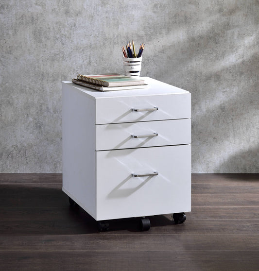 Tennos White & Chrome Finish File Cabinet
